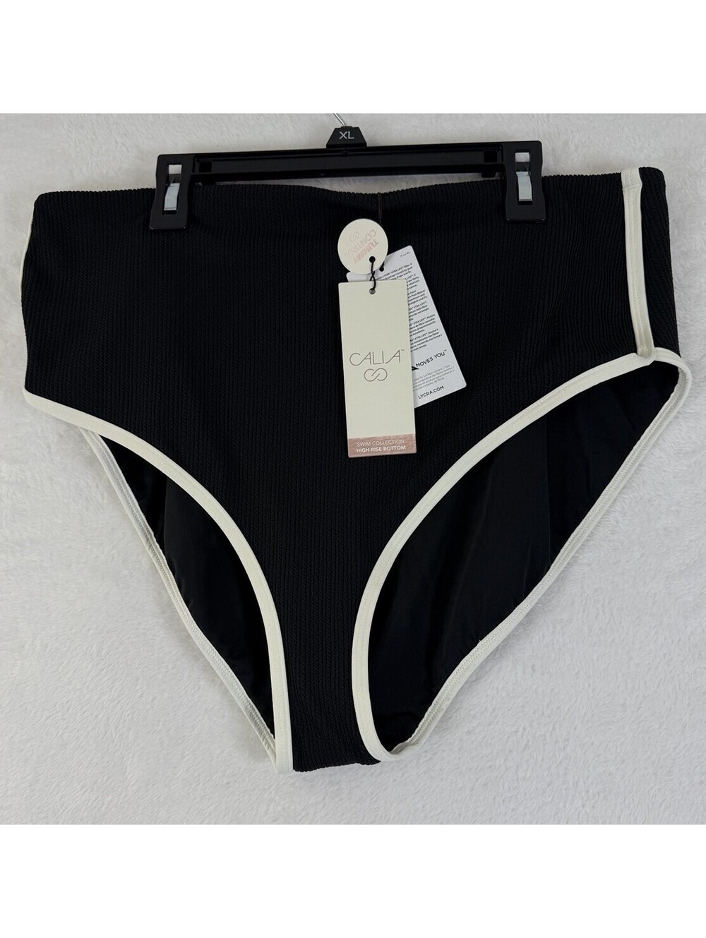 Calia Swim Bottom XL Black High Rise Tipped Womens Tankini Swimwear New NWT